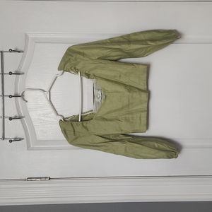 Aritzia Babaton Green Longsleeve Corset Cropped Blouse